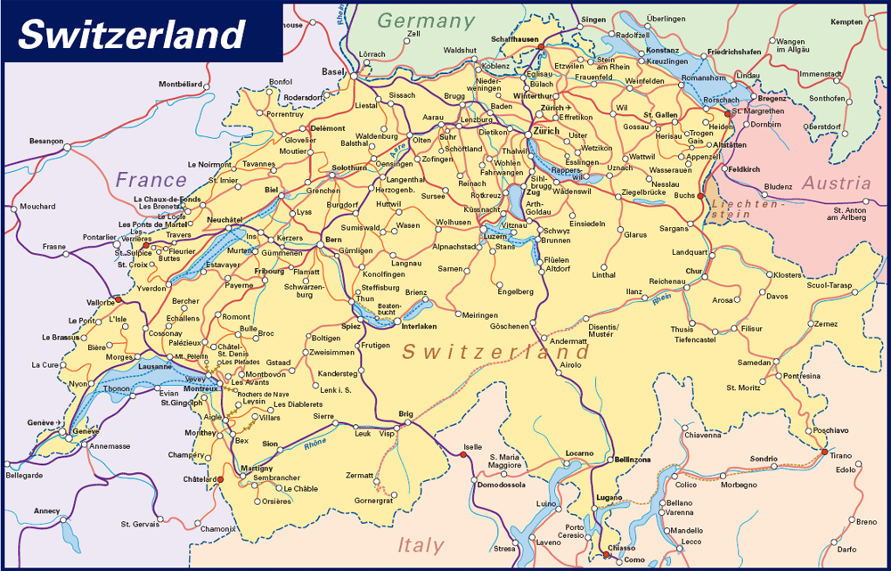 map of switzerland and france