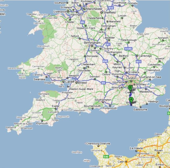 Preview of “Brighton, East Sussex, UK to Gatwick Airport - Google Maps”