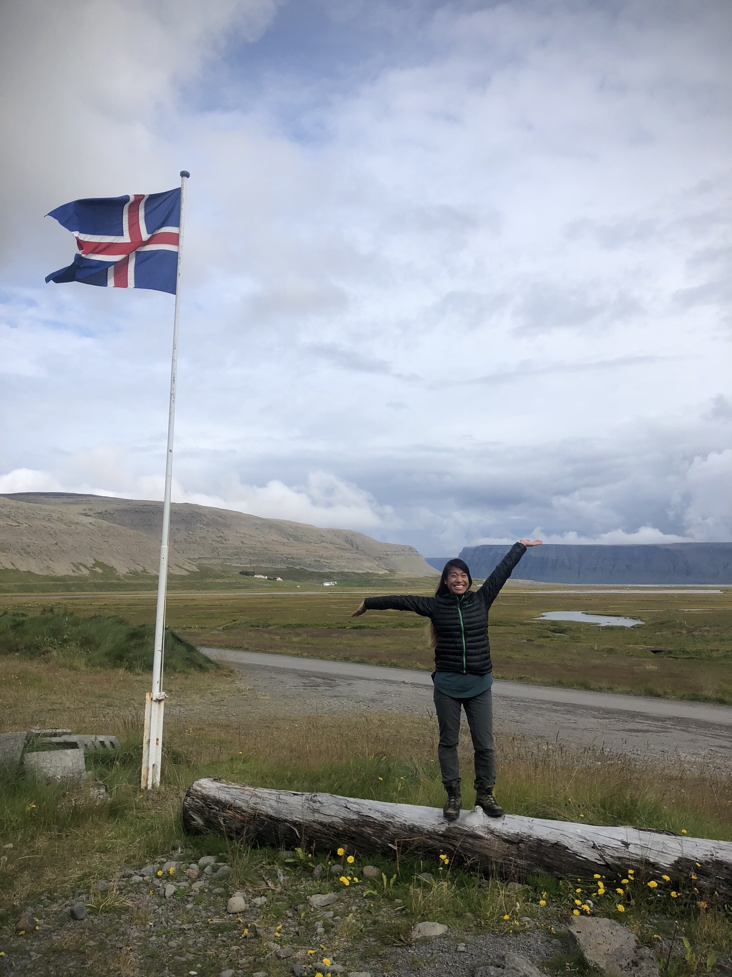 Posing with Iceland flag