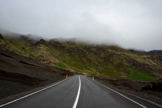 Empty, open road in Iceland
